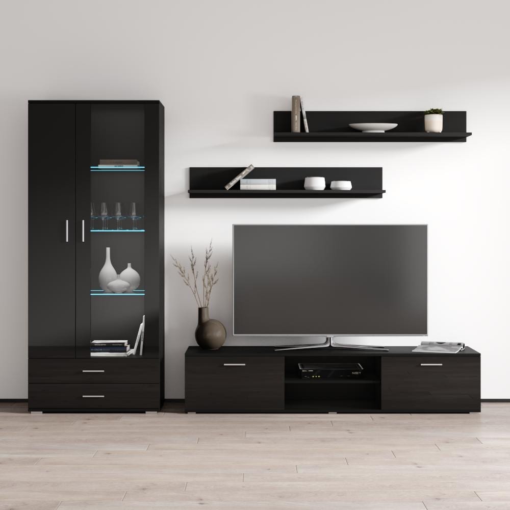 Soho 8 Modern Wall Unit Entertainment Center With 16 Color Led Lights