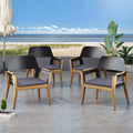 Soho Outdoor Acacia Wood Club Chairs With Cushion Set Of 4 By Christopher Knight Home