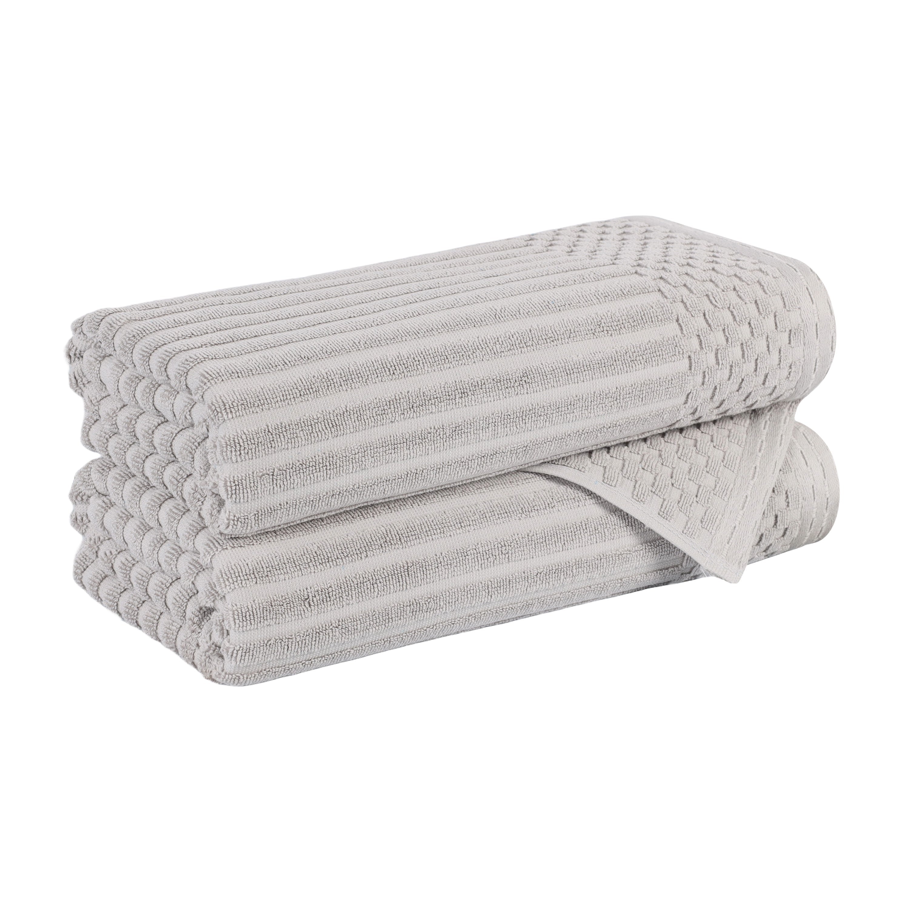Blue Nile Mills Ribbed Textured Cotton Ultra Absorbent Bath Towel Set Of 2