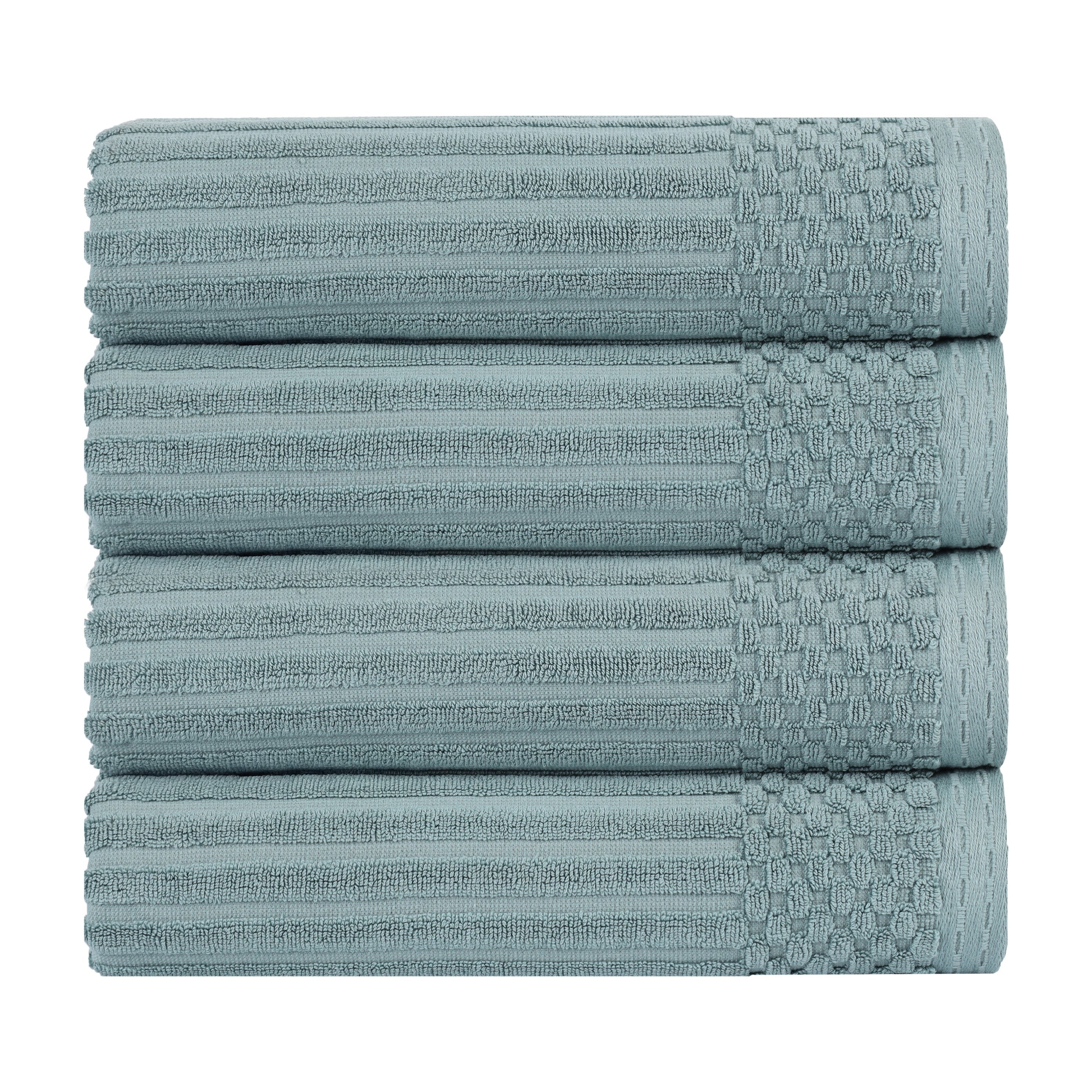 Blue Nile Mills Ribbed Textured Cotton Ultra Absorbent Bath Towel Set Of 4