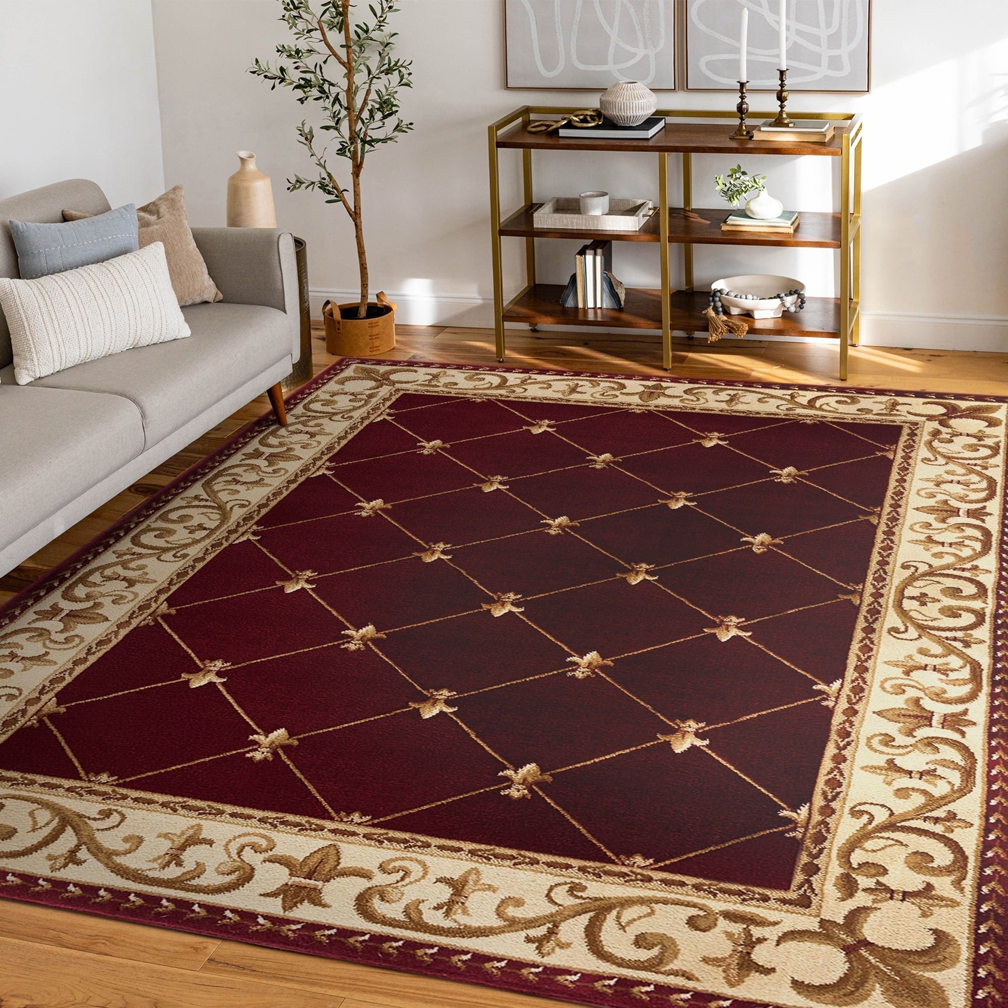 Alise Rugs Soho Traditional Border Octagon Area Rug