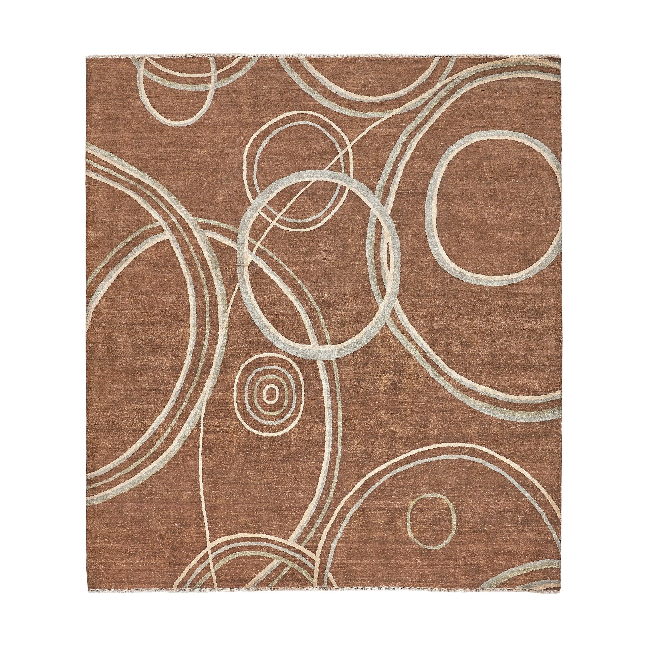 Soho Hand Knotted New Zealand Wool Brown Area Rug 9 X 10