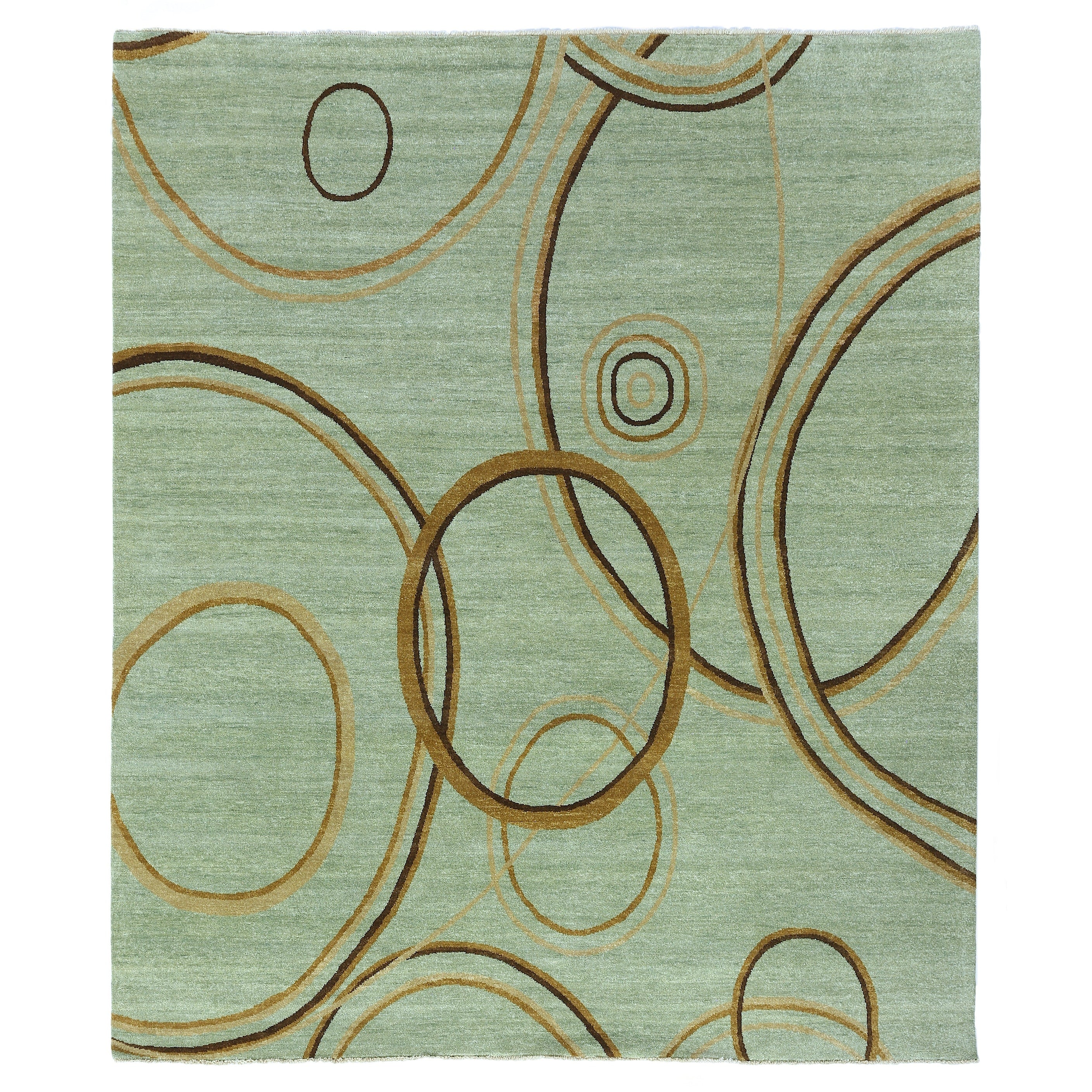 Soho Hand Knotted New Zealand Wool Light Blue Green Area Rug