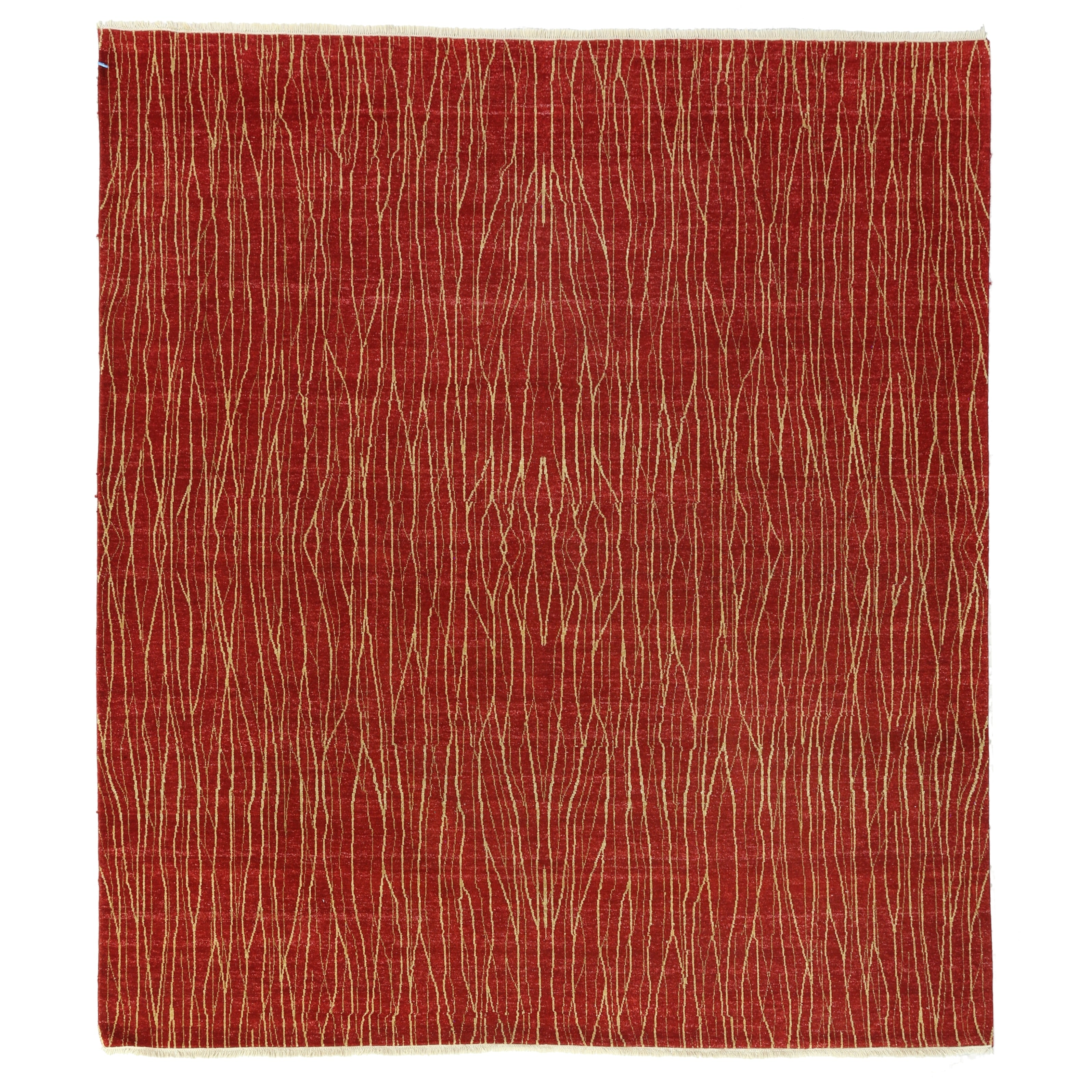 Soho Hand Knotted New Zealand Wool Red Area Rug 9 X 10