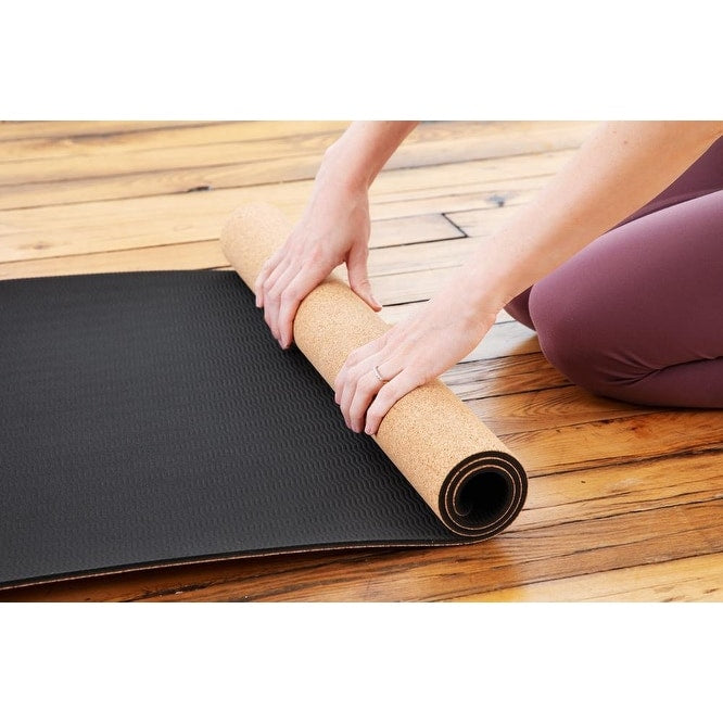 Sol Living Yoga Mat Cork Non Slip Extra Thick Exercise Mat For Yoga Pilate Mediation 24 In X 72 In Brown 24 In X 72 In