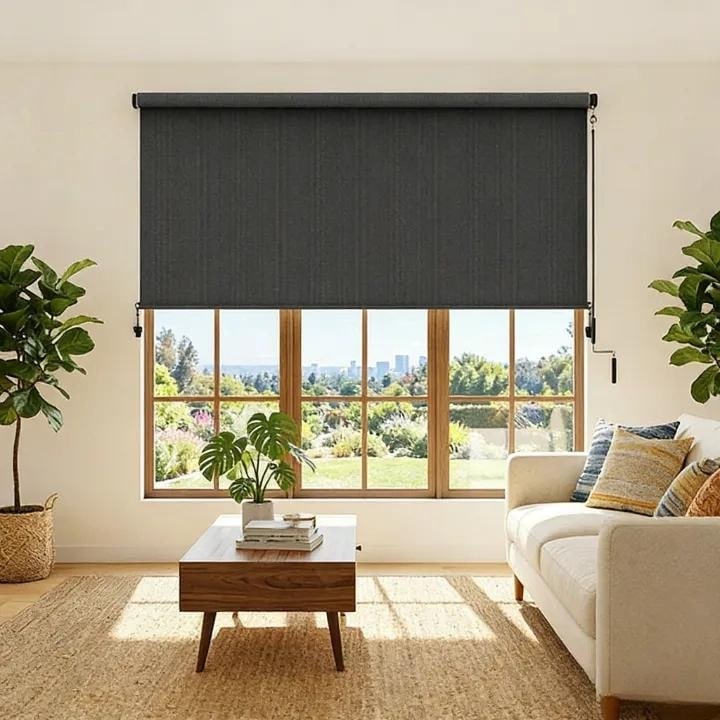 Solar Crank Outdoor Roller Shade With Teslin No Cassette