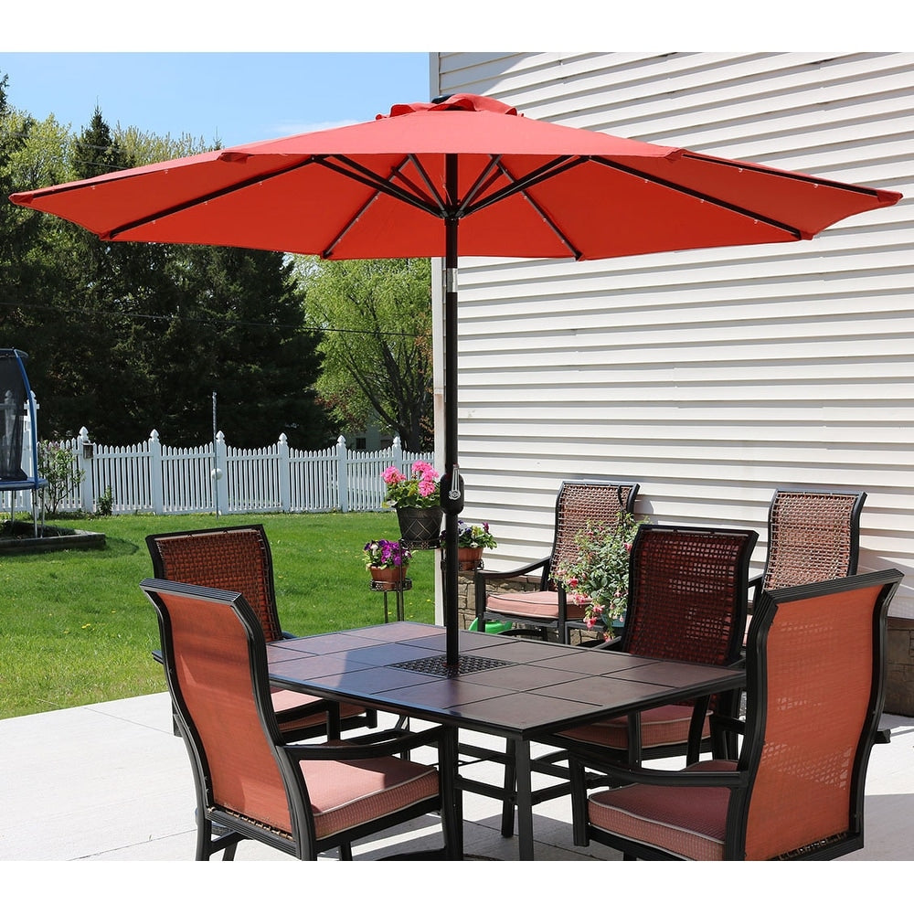 Sunnydaze Aluminum 9 Foot Solar Patio Umbrella With Tilt Crank