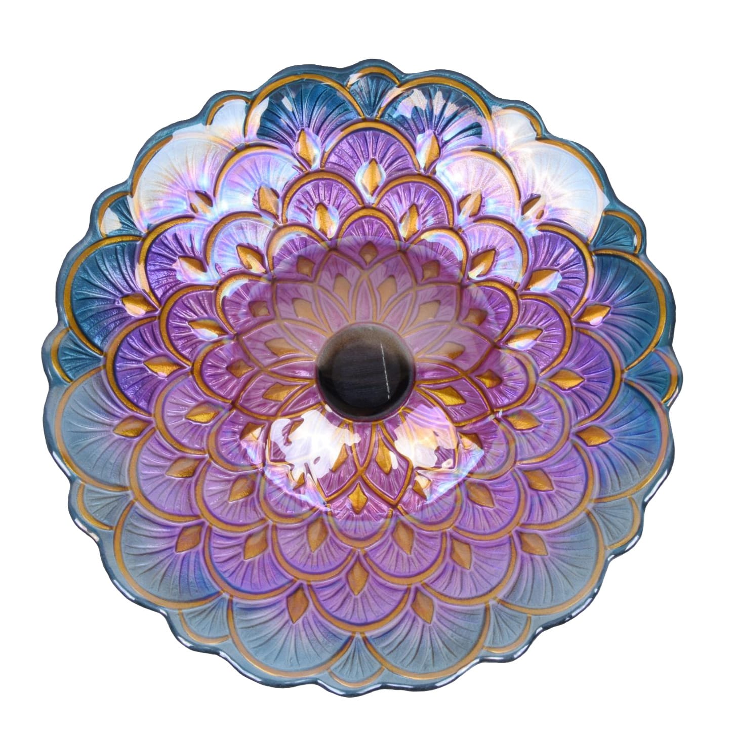 Solar Floral Glass Bird Bath With Stand