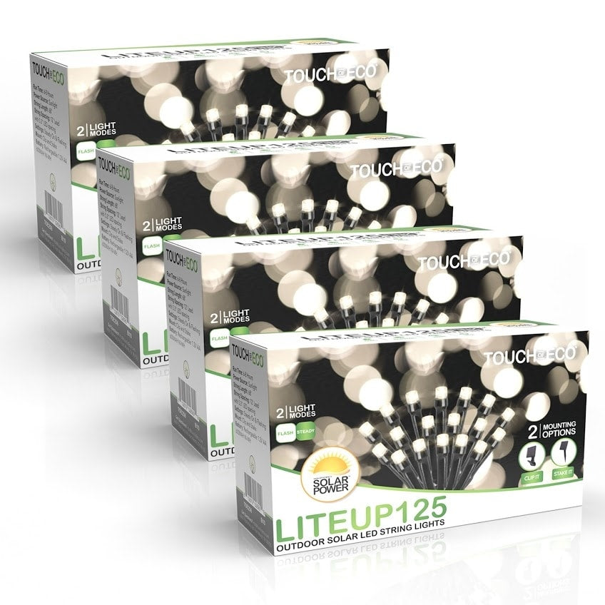 Liteup125 Outdoor Solar 125 Led String Lights Warm White