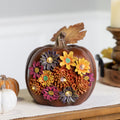 7 Led Lighted Solar Powered Floral Thanksgiving Table Top Pumpkin