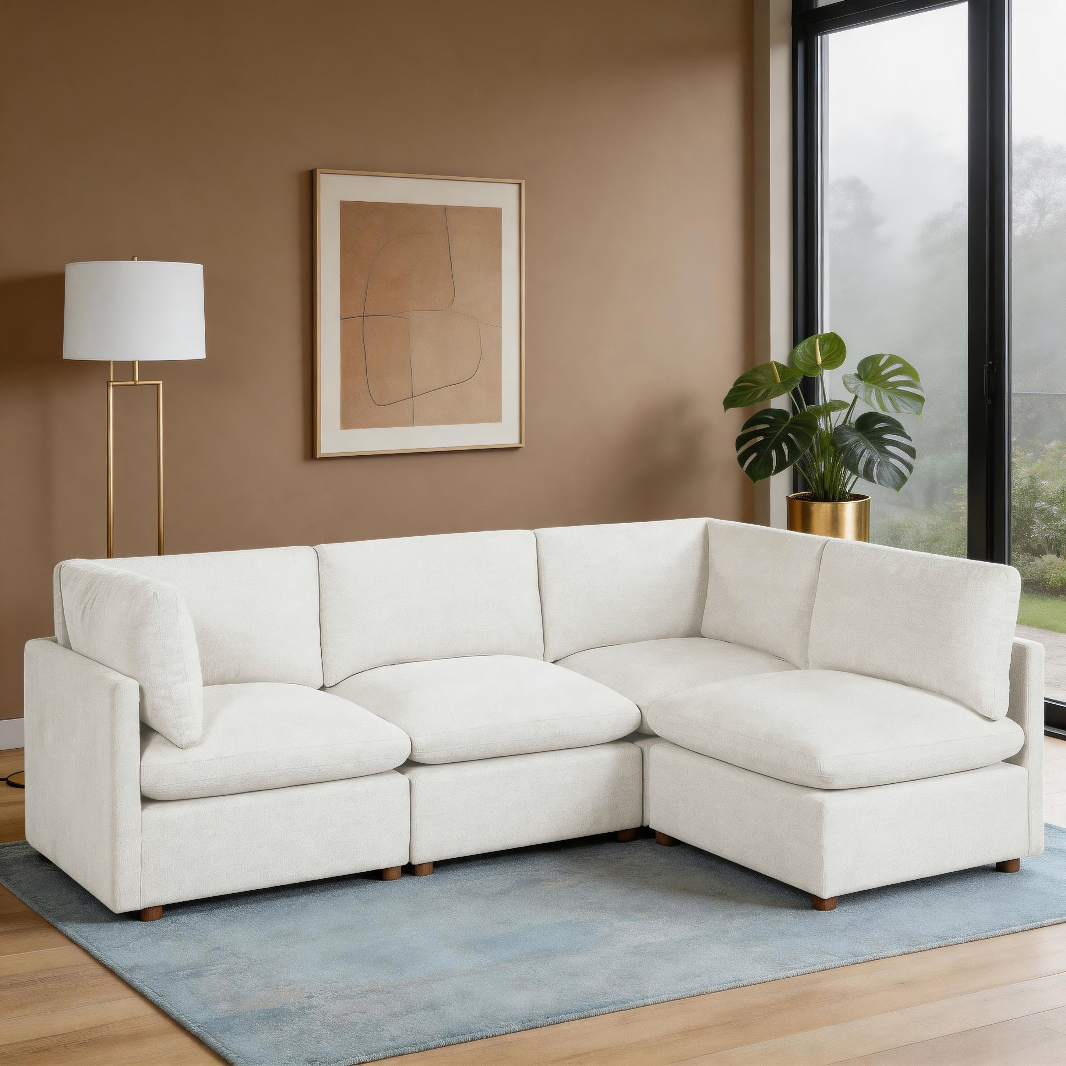 Solara 103.5 4 Piece Modular Sectional Sofa With Reversible Cushions