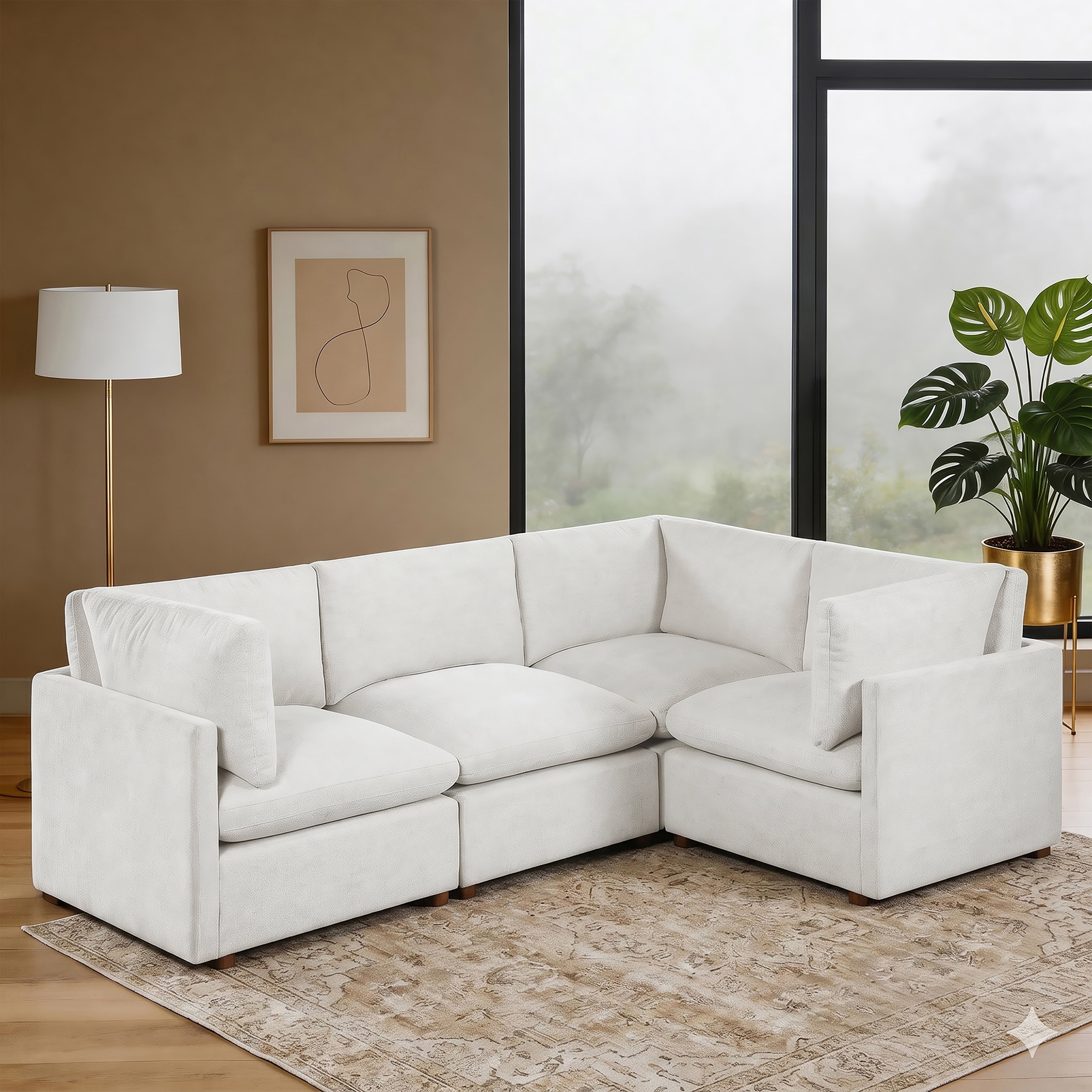 Solara 103.5 4 Piece Modular Sectional Sofa With Reversible Cushions