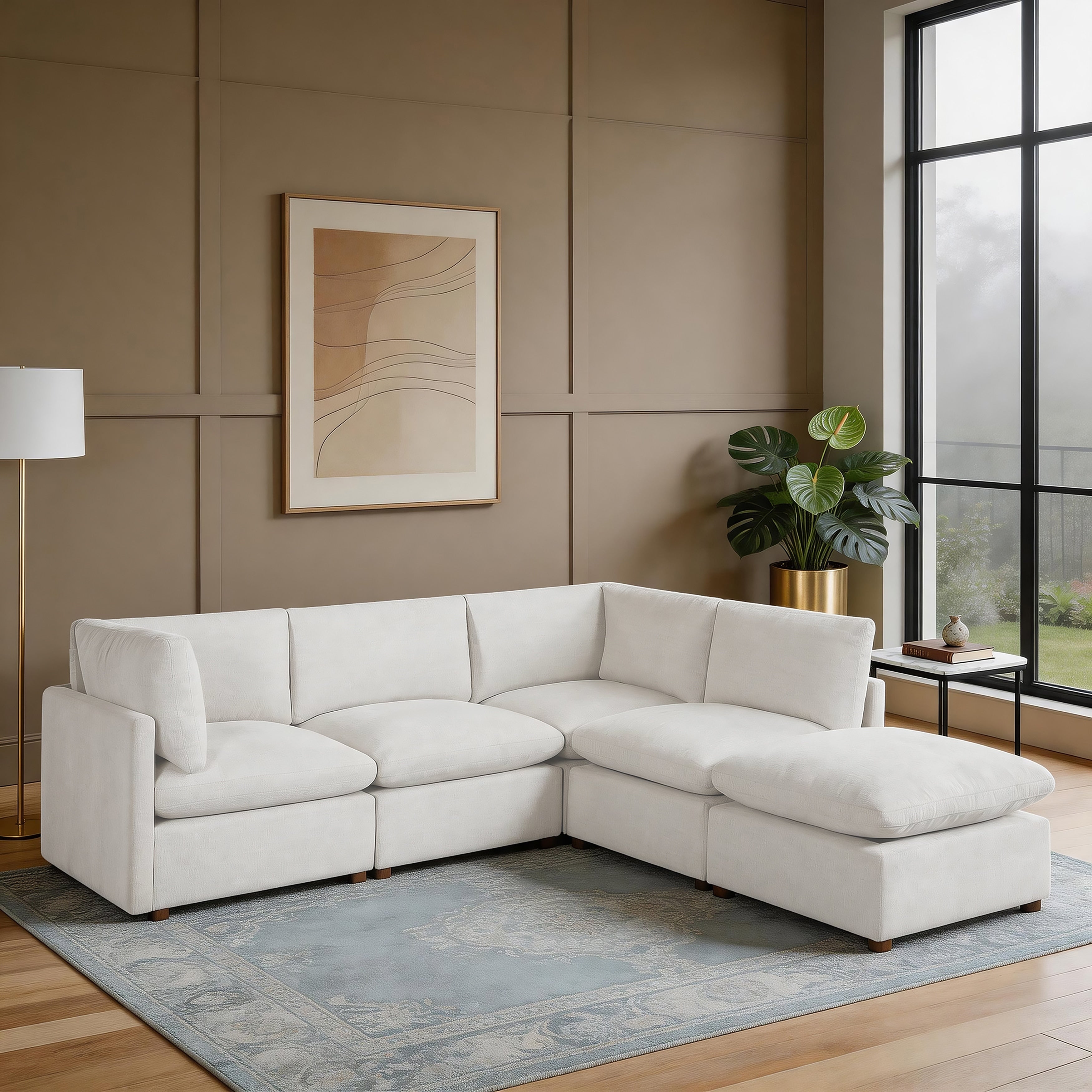 Solara 103.5 5 Piece Modular Sectional Sofa With Ottoman