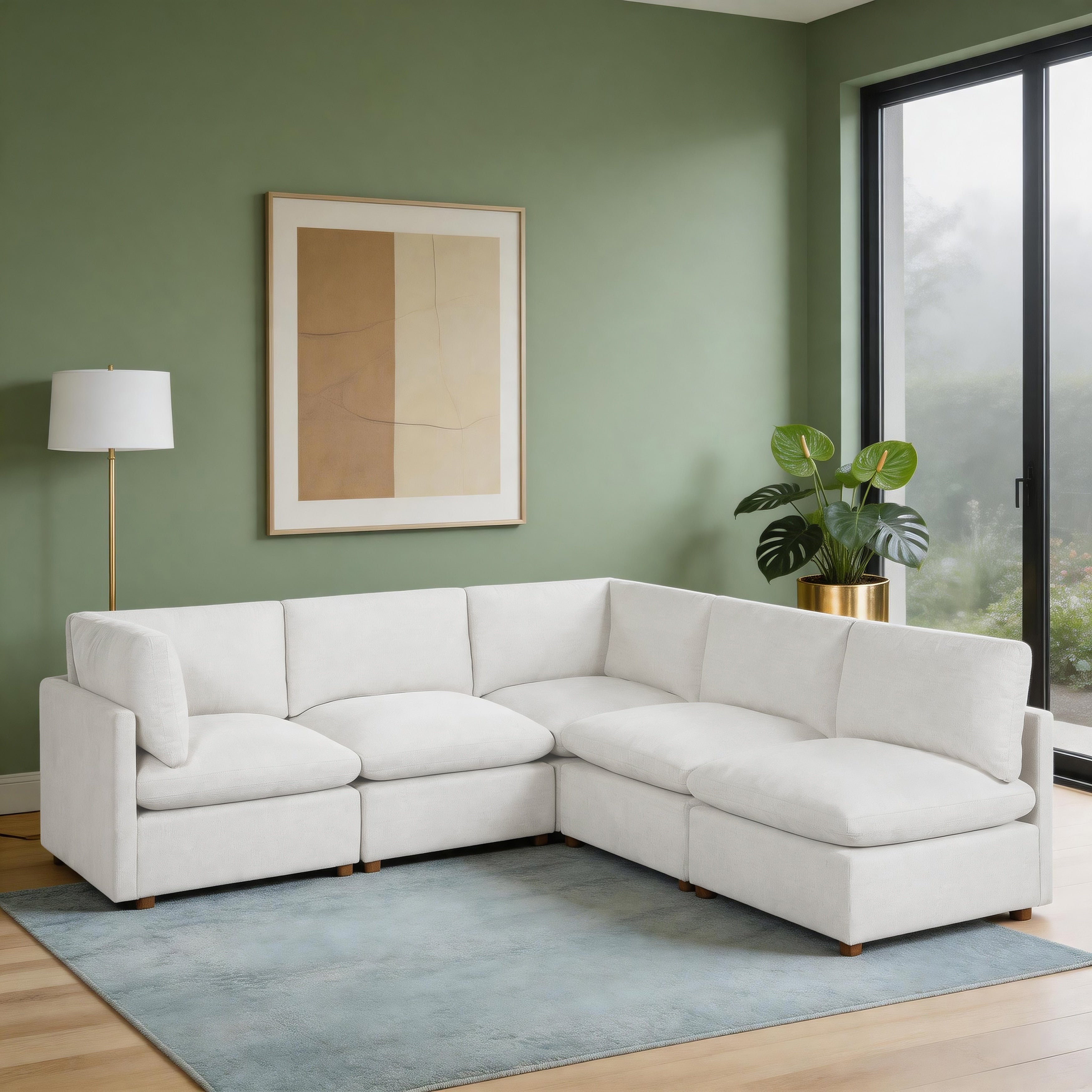 Solara 103.5 5 Piece Modular Sectional Sofa With Reversible Cushions