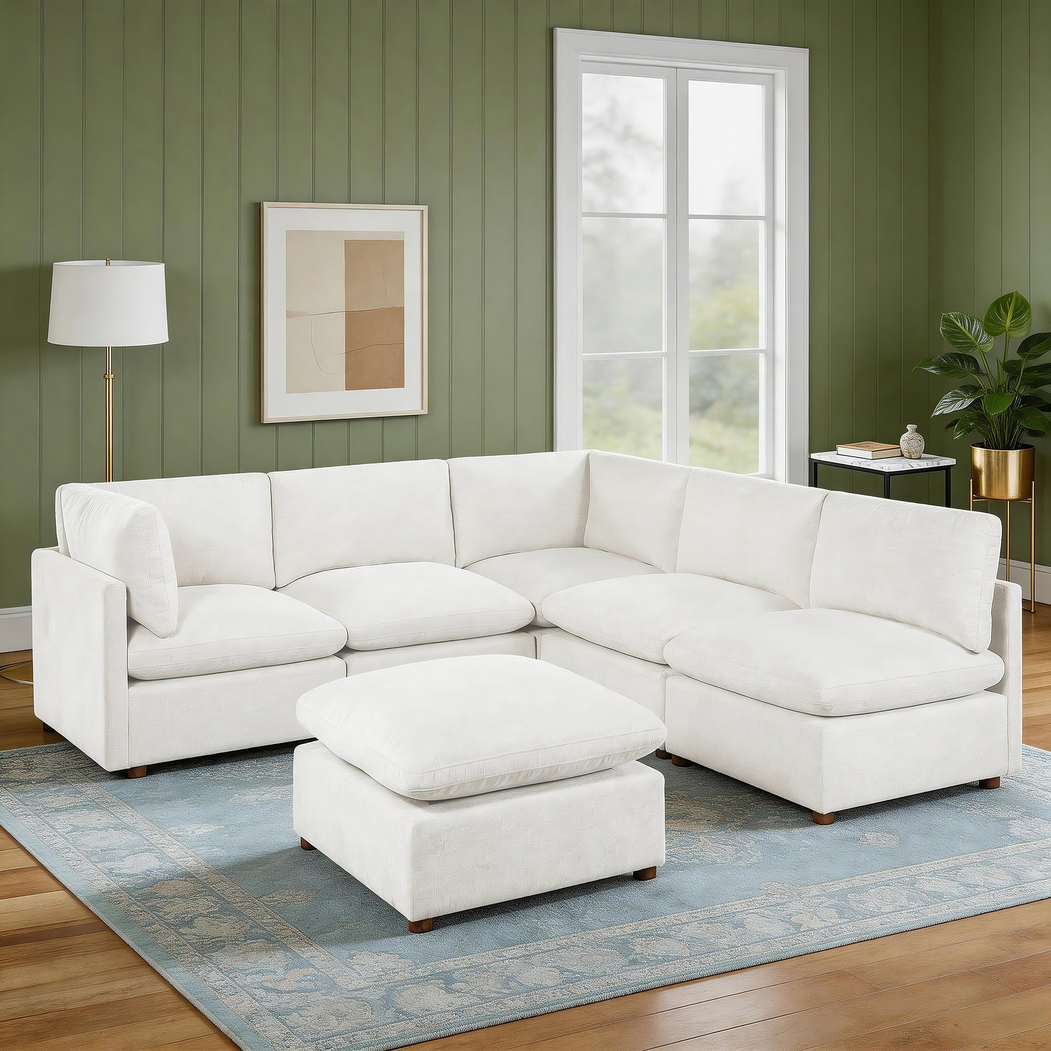 Solara 103.5 6 Piece Modular Sectional Sofa With Ottoman
