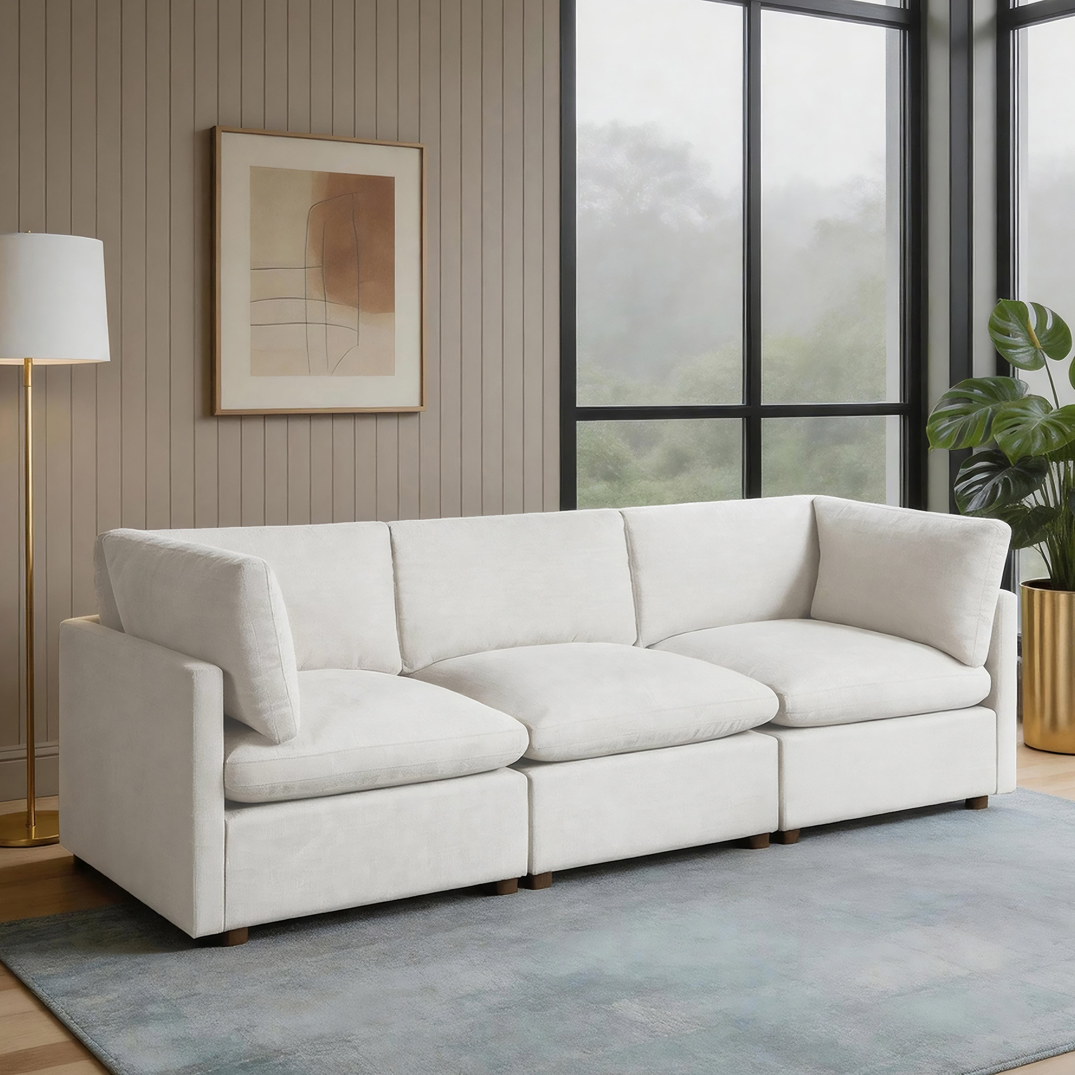Solara 103.5 Chenille Living Room Sofa With Reversible Cushions