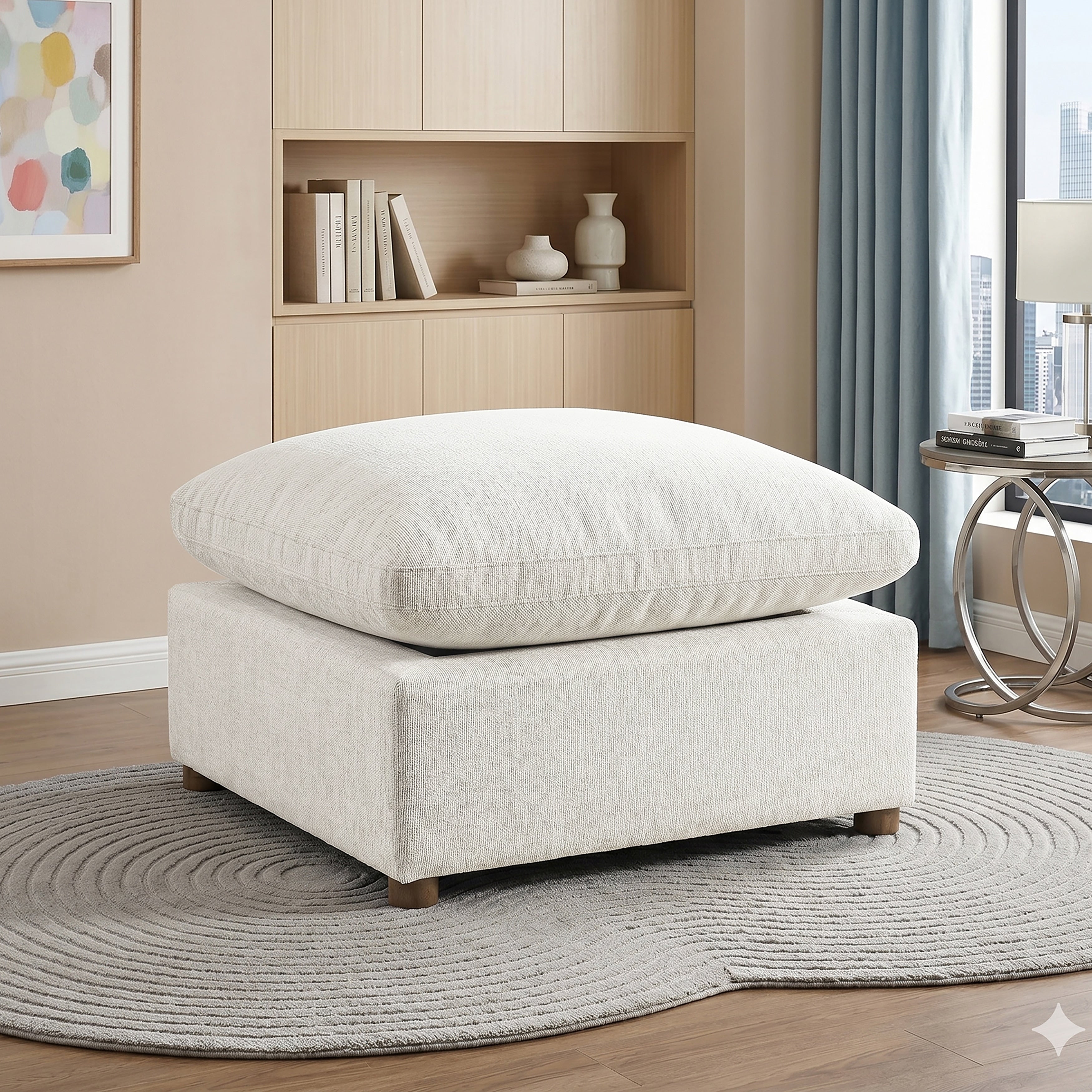 Solara 32.5 Chenille Square Ottoman With Reversible Seat Cushion