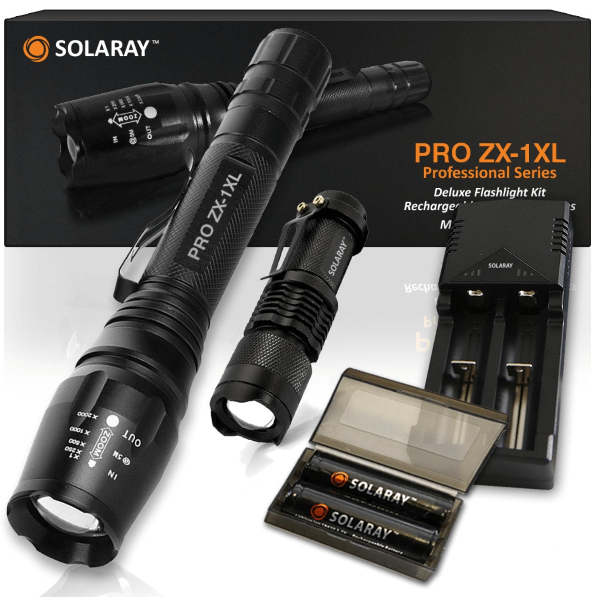 Solaray Zx 1Xl 18650 Led Tactical Flashlight Kit