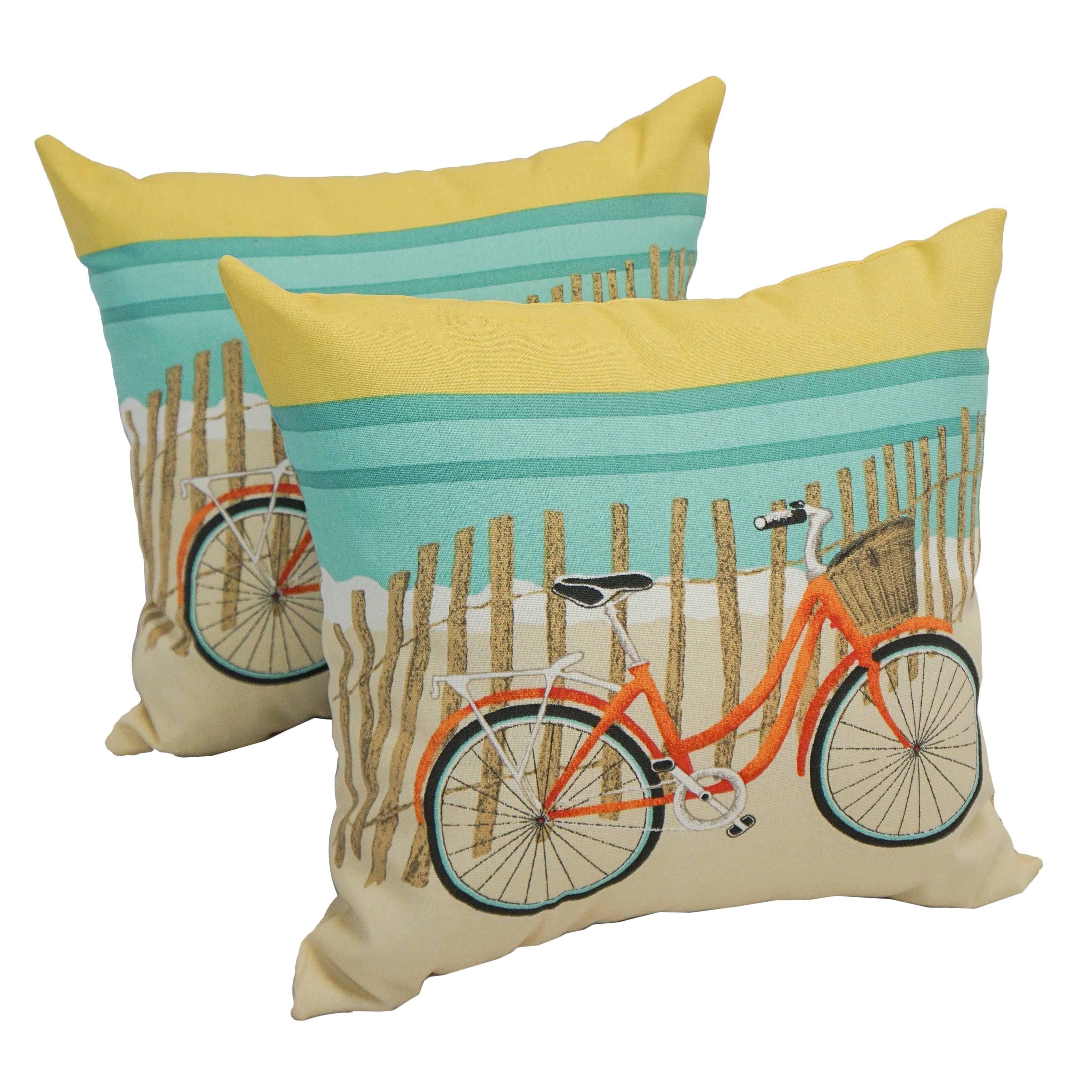 Solarium Bicycle Sunrise 17 Inch Indoor Outdoor Throw Pillows Set Of 2