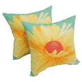 Solarium Daisy Teal 17 Inch Indoor Outdoor Throw Pillows Set Of 2