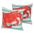 Solarium King Crab 17 Inch Indoor Outdoor Throw Pillows Set Of 2