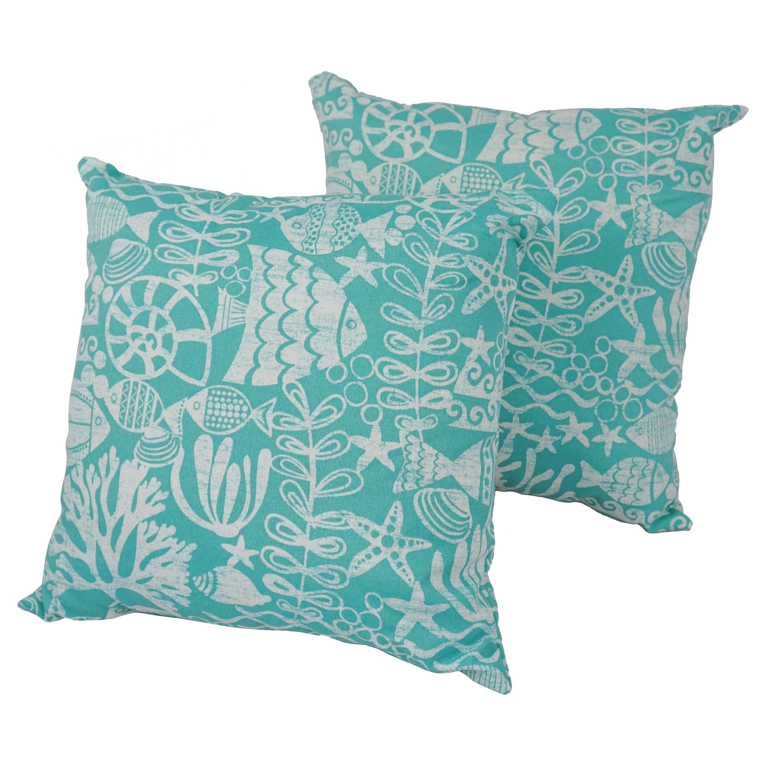 Solarium Maritime Sea 17 Inch Indoor Outdoor Throw Pillows Set Of 2
