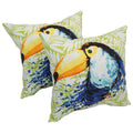 Solarium Toucan Leaf 17 Inch Indoor Outdoor Throw Pillows Set Of 2