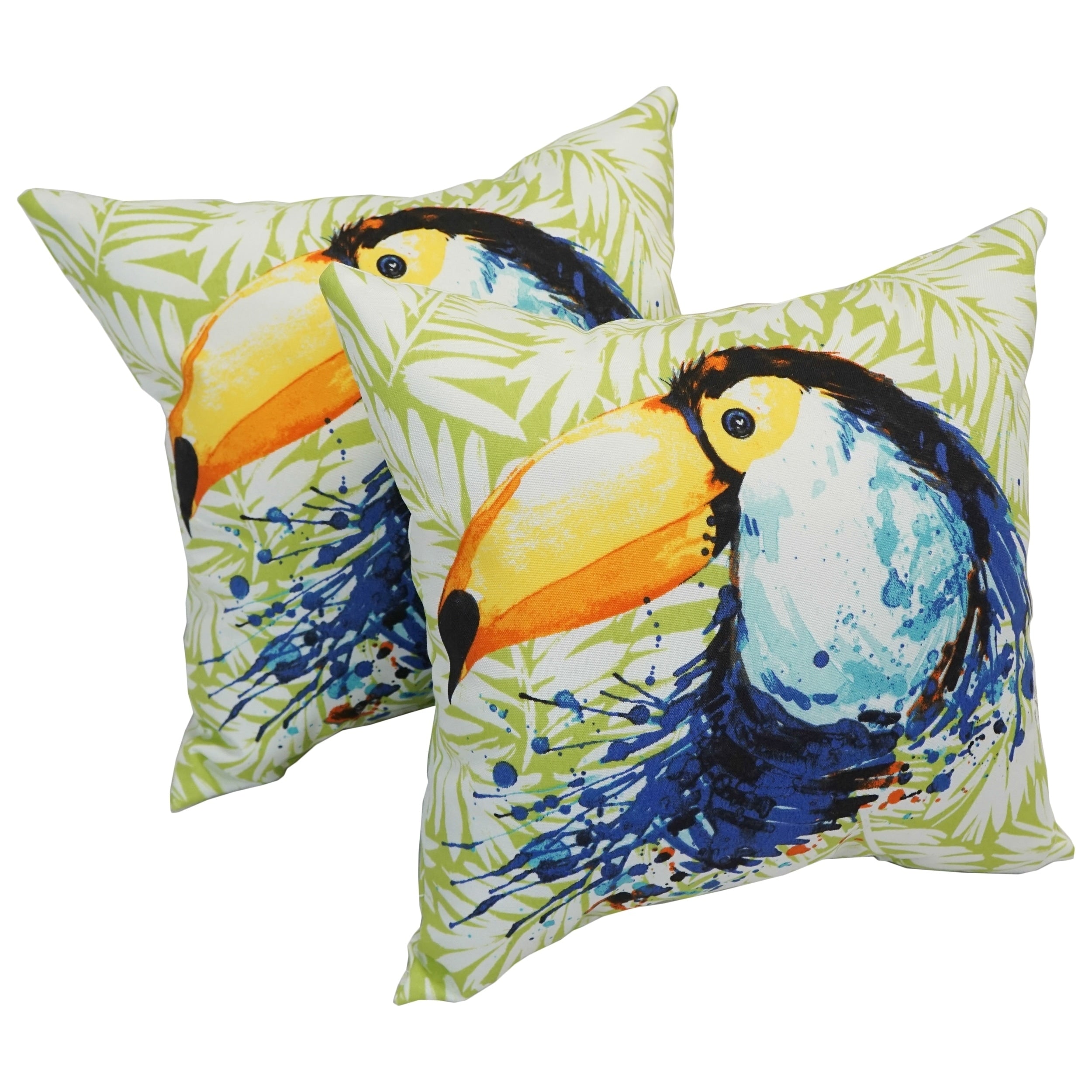 Solarium Toucan Leaf 17 Inch Indoor Outdoor Throw Pillows Set Of 2