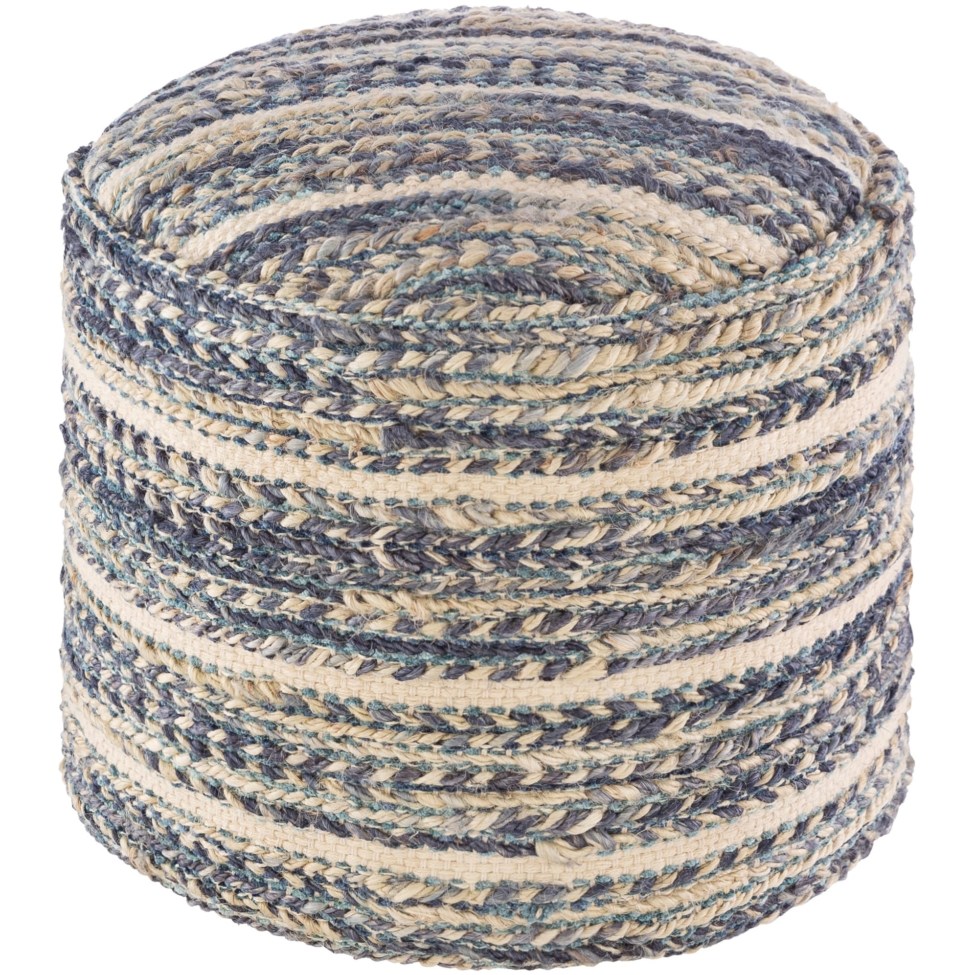 Solene Bohemian Braided 18 Inch Cylinder Pouf