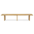 Solenne Dining Bench Rectangular Solid Oak Seat Iron Base Natural Finish Live Edge Three Leg Design Natural