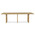 Solenne Dining Table Rectangular Solid Oak Top Iron Base Natural Finish Live Edge Three Leg Design Natural