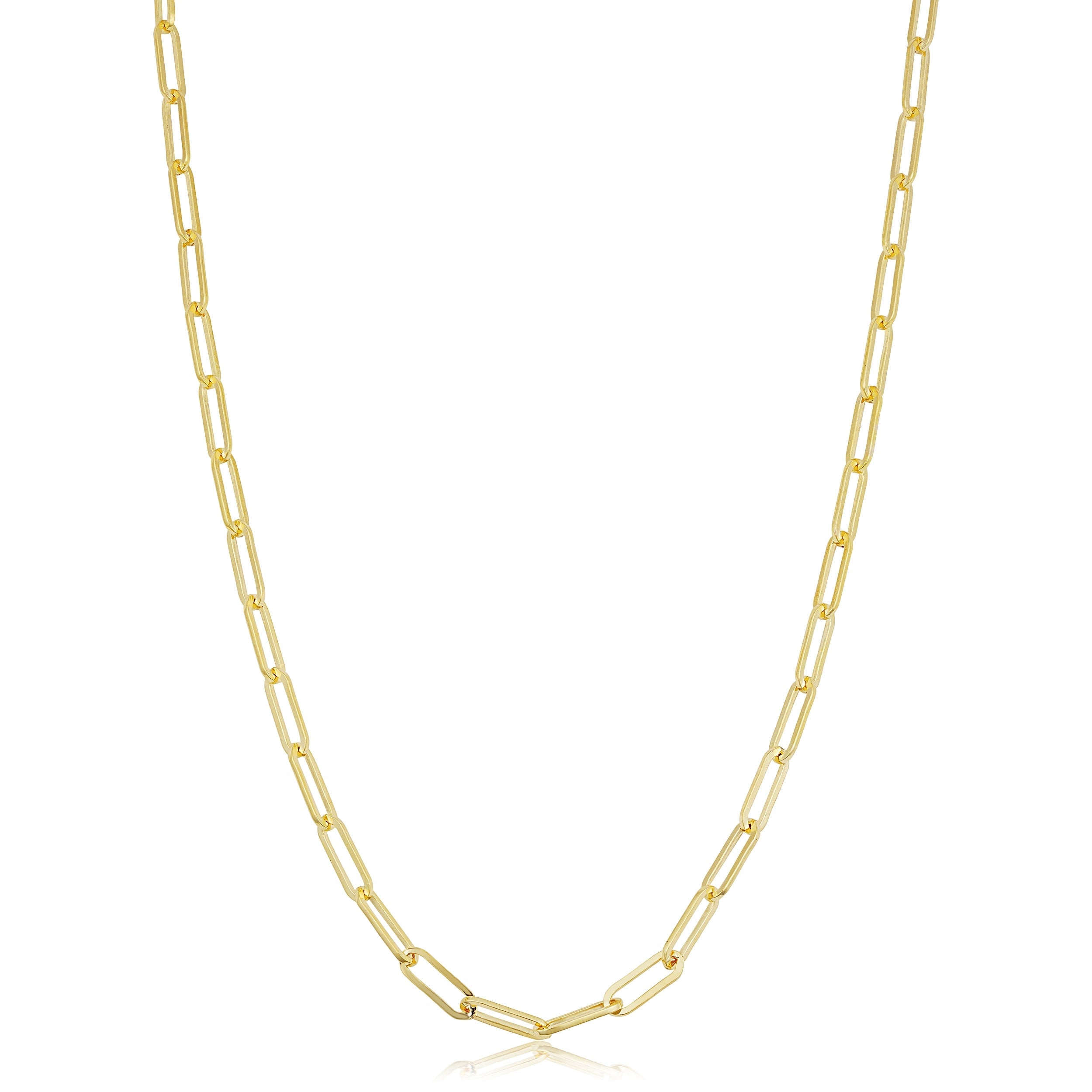 Solid 14K Gold Filled 3.1 Mm Paper Clip Link Chain Necklace For Women 16 18 20 24 30 Or 36 Inches