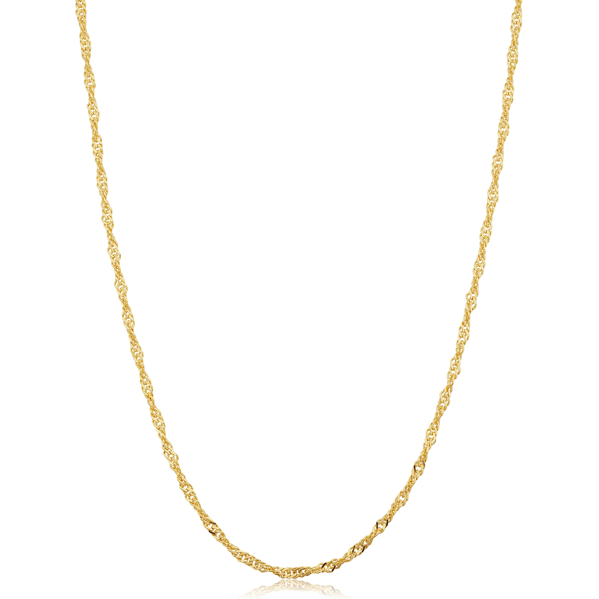 Solid 14K Yellow Gold Filled 2 Mm Singapore Chain Pendant Necklace For Women 16 30 Inches