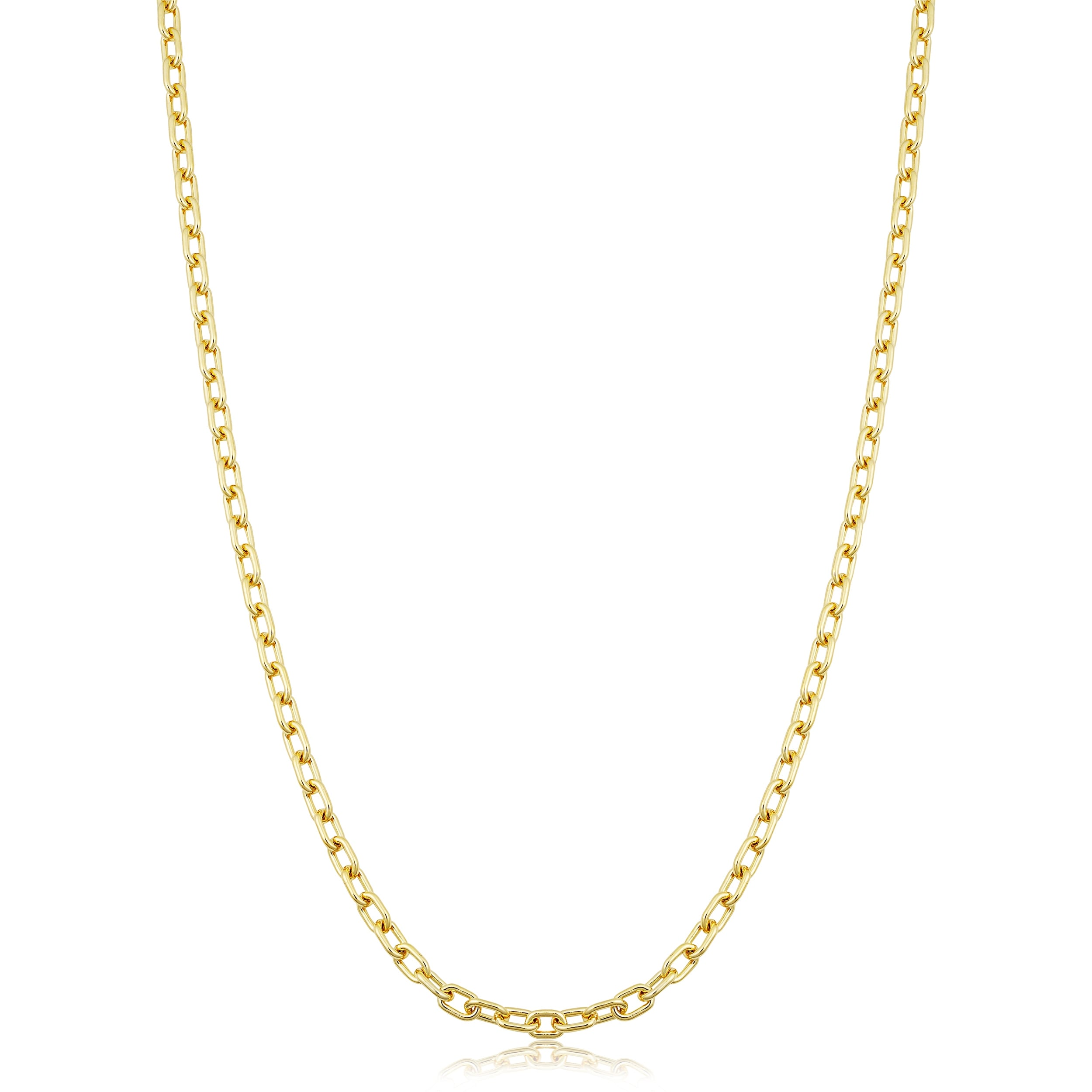 Solid 14K Yellow Gold Filled 3 Mm Parallel Cable Link Chain Necklace For Men And Women