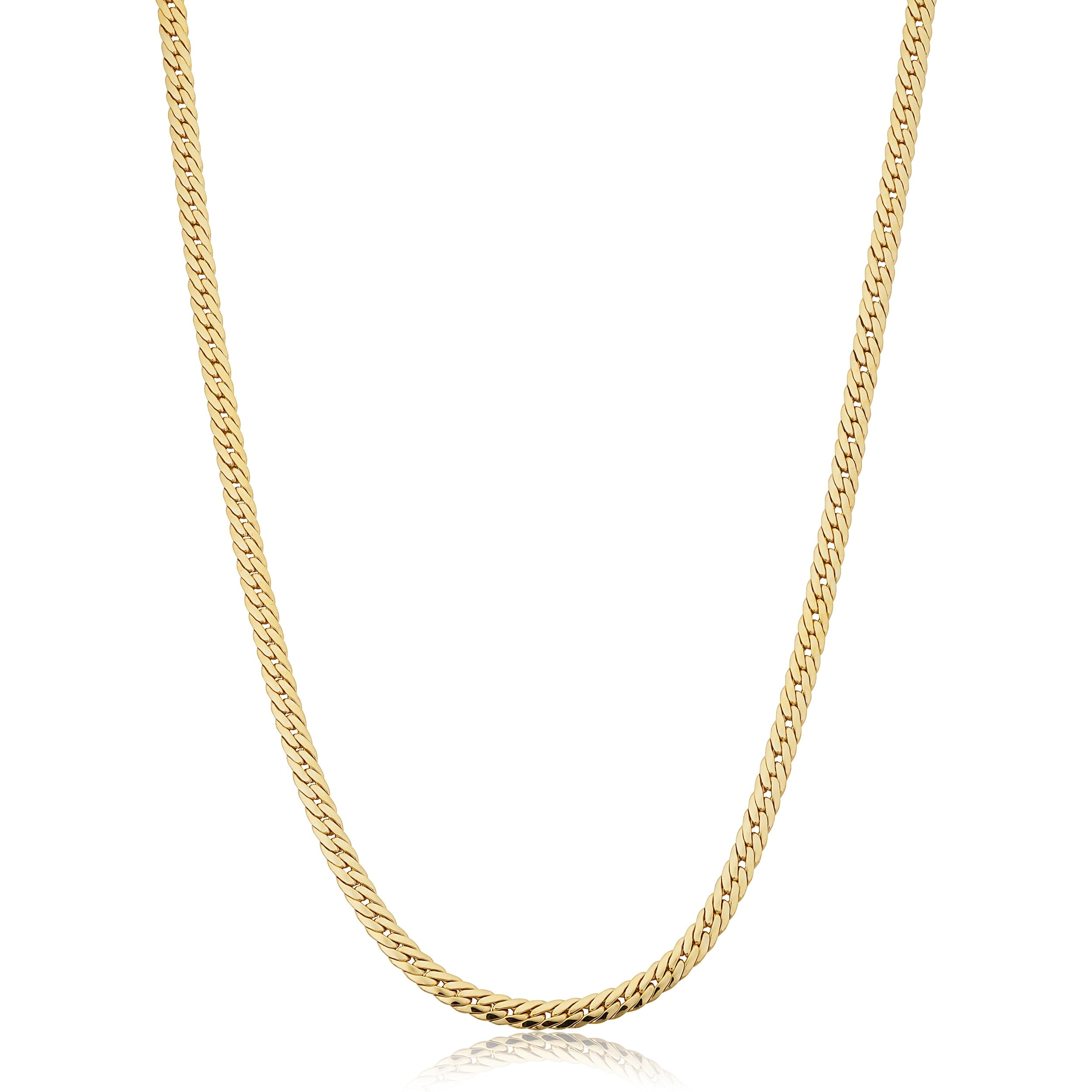 14K Yellow Gold Filled 3.9Mm Curb Chain Necklace For Men And Women