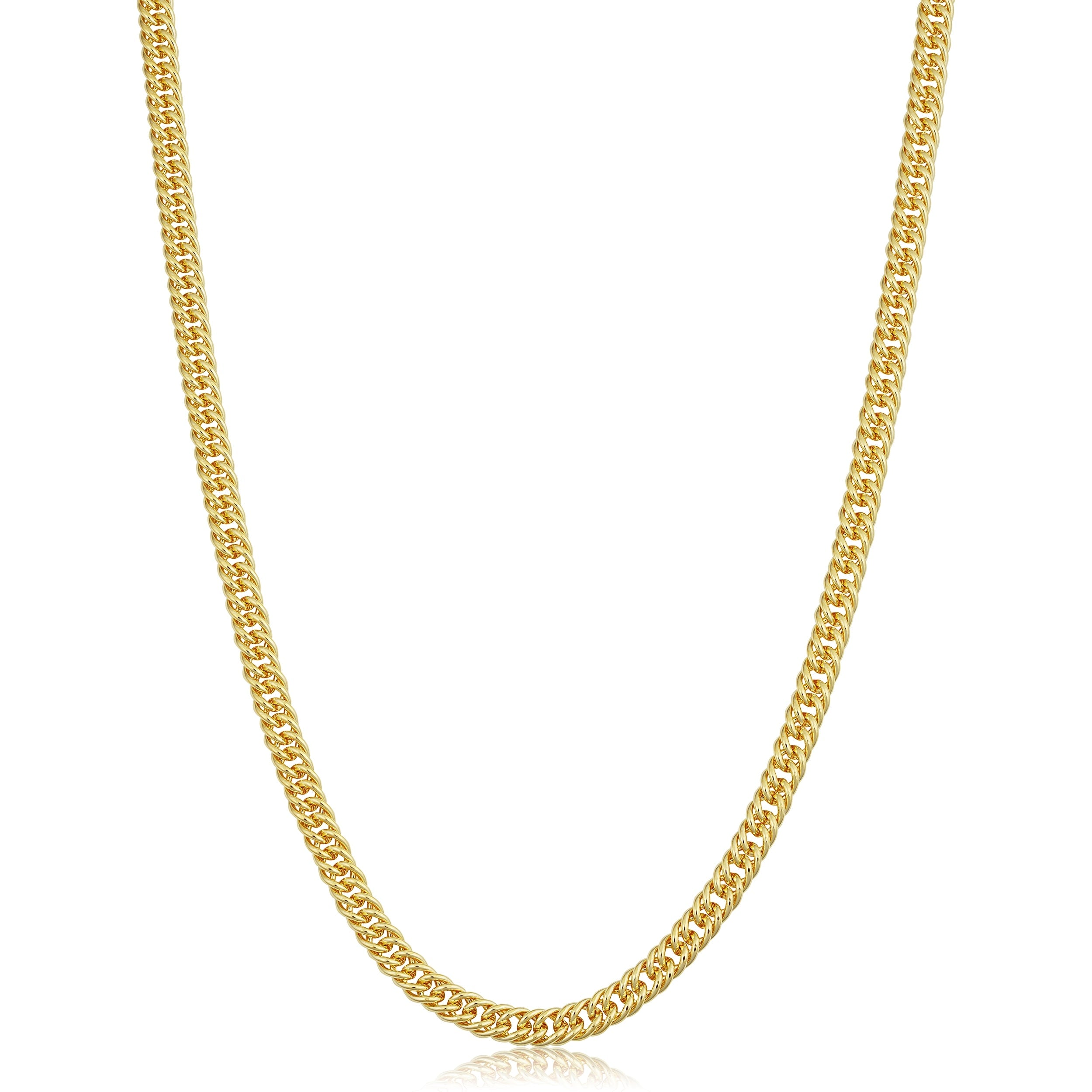 Solid 14K Yellow Gold Filled 4.3 Mm Double Curb Link Chain Necklace For Men And Women