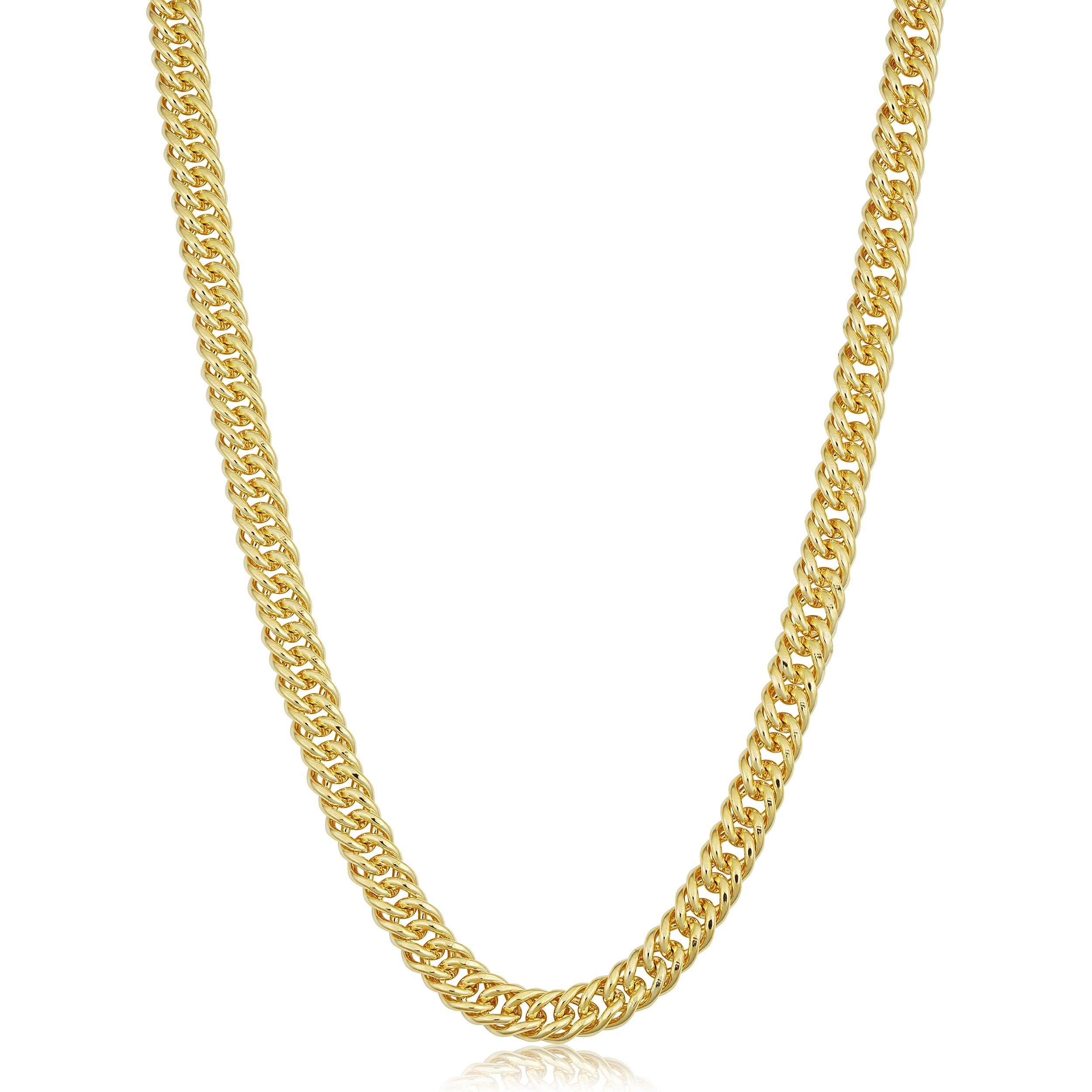 Solid 14K Yellow Gold Filled 6.0 Mm Double Curb Link Chain Necklace For Men And Women