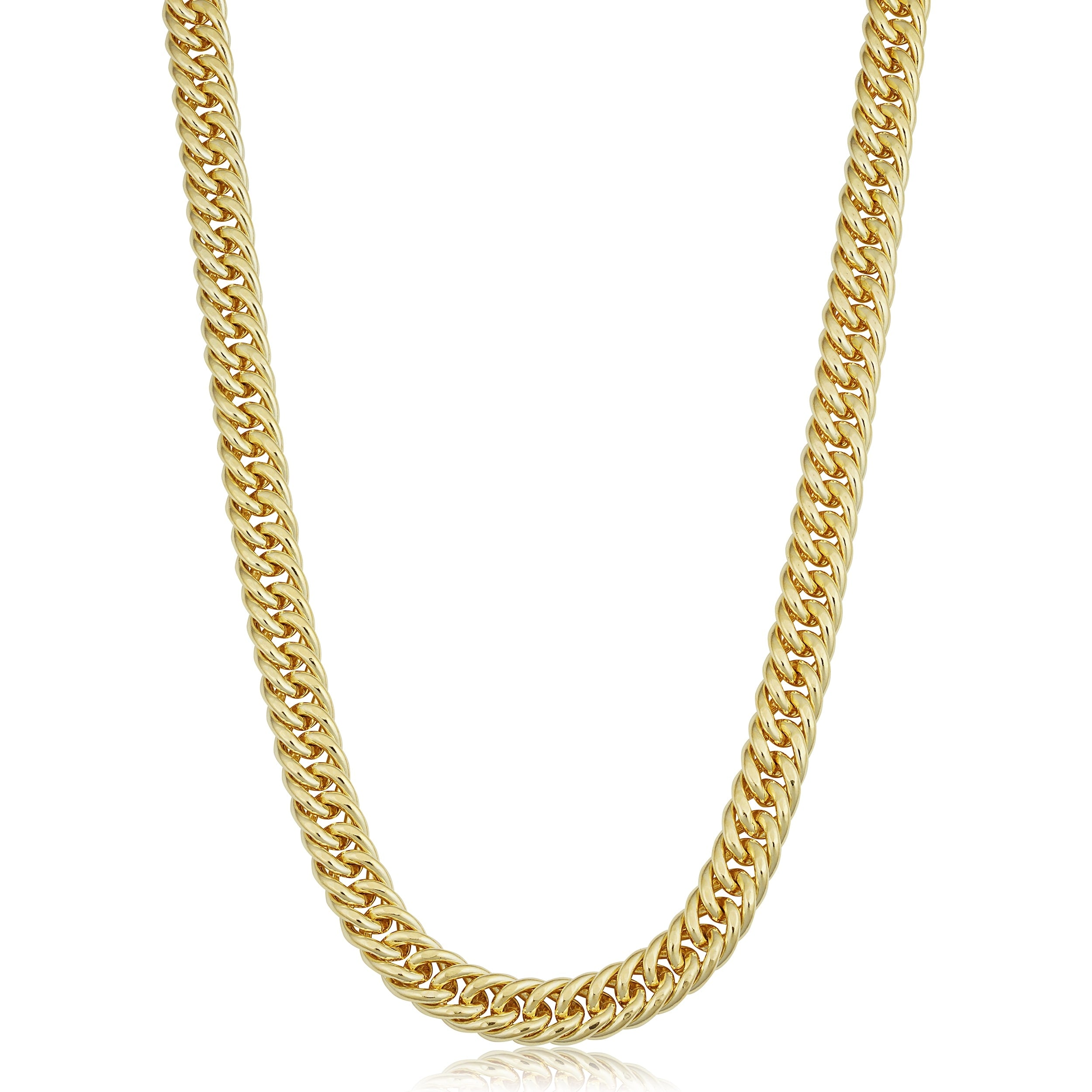 Solid 14K Yellow Gold Filled 7.0 Mm Double Curb Link Chain Necklace For Men And Women