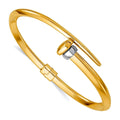 Solid 18K Two Tone Gold Italian 7 Bypass Hinged Bangle Bracelet