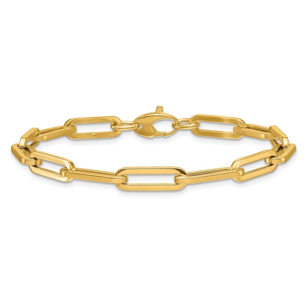 Solid 18K Yellow Gold 7.5 5.3Mm Paperclip Link Bracelet