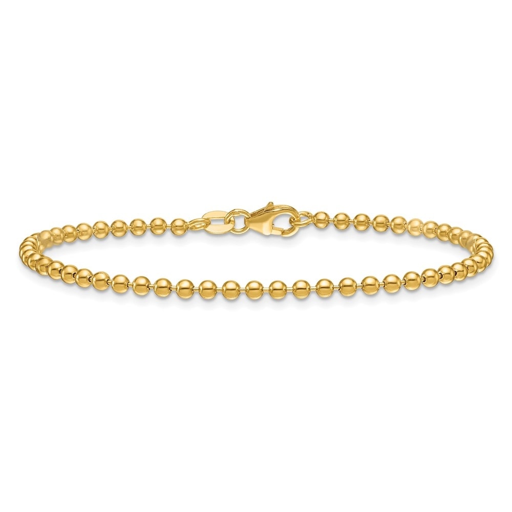 Solid 18K Yellow Gold Italian 7.25 2.5Mm Bead Bracelet