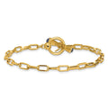 Solid 18K Yellow Gold Italian 7.25 Paperclip Chain Sapphire Endcap Toggle Bracelet