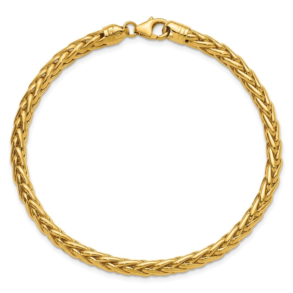 Curata Solid 18K Yellow Gold Italian 7.5 3.1Mm Wide Woven Spiga Bracelet
