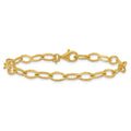 Solid 18K Yellow Gold Italian 8 6Mm Solid Satin Fancy Link Bracelet