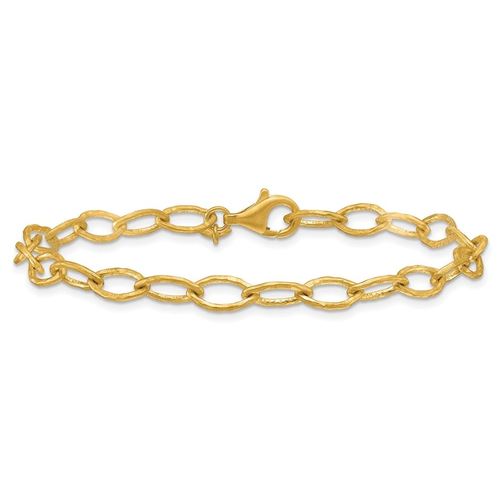 Solid 18K Yellow Gold Italian 8 6Mm Solid Satin Fancy Link Bracelet