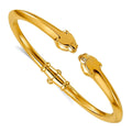 Solid 18K Yellow Or White Gold Panther Head Hinged Cuff Bangle