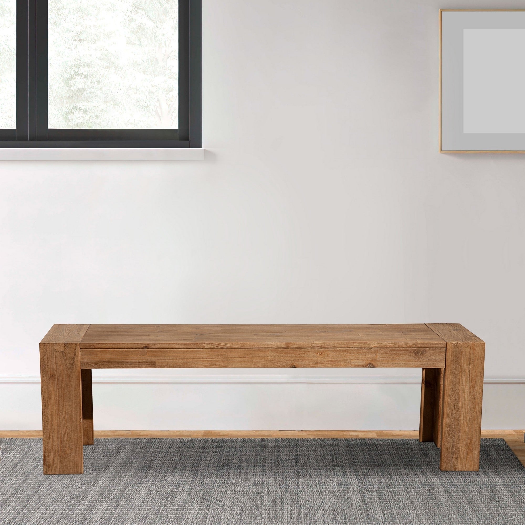 Solid Acacia Wood Bench With Bracket Legs Brown