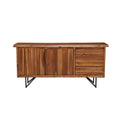 Solid Acacia Wood Server With Sleek Metal Legs Brown