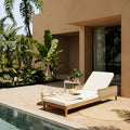 Solid Acacia Wood Sun Lounger With Cushions And Light Wicker 76.8 Outdoor Patio Furniture For Garden Deck Poolside Relaxation