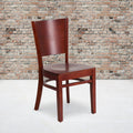 Solid Back Wooden Restaurant Chair 17.25 W X 20.5 D X 33.5 H